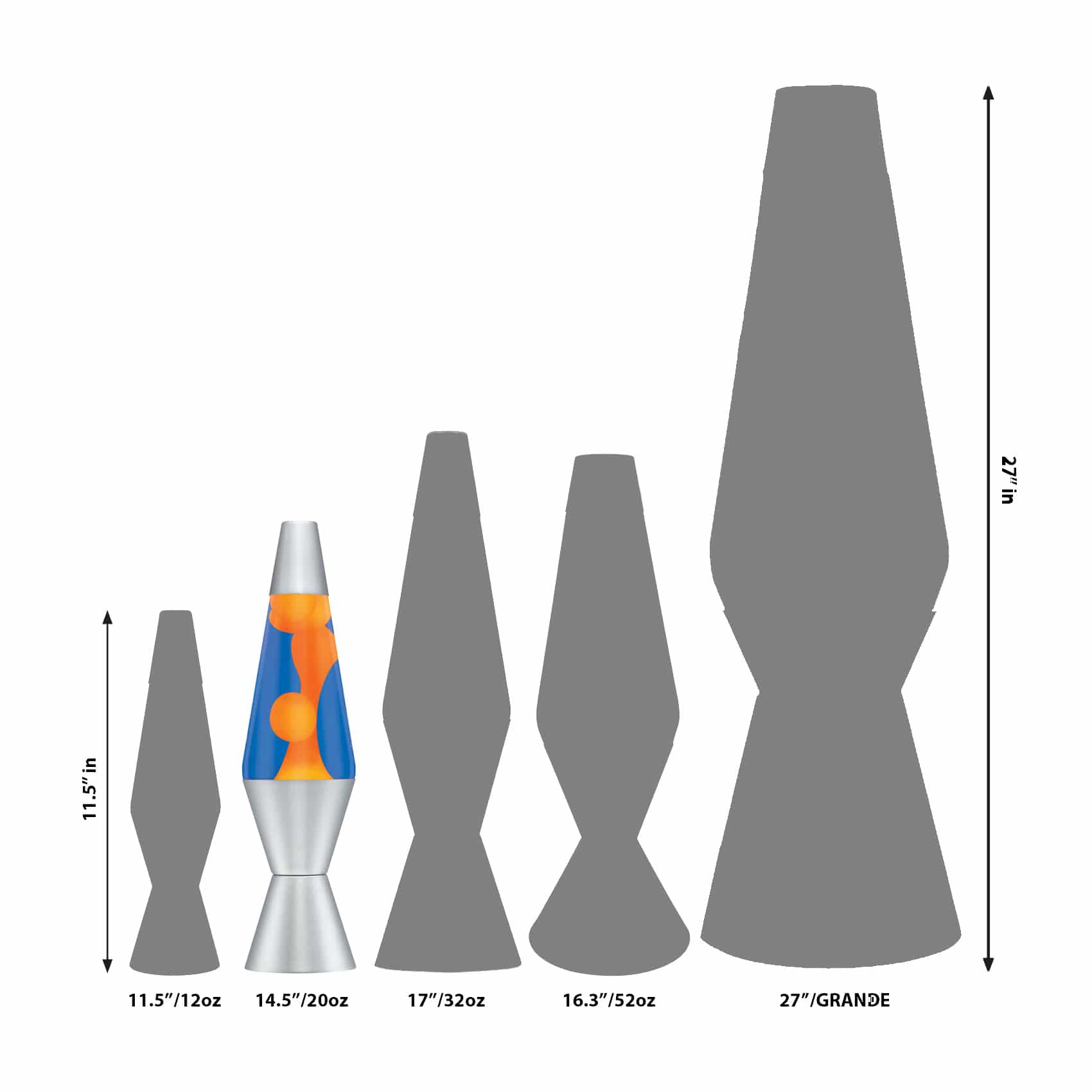 14.5" LAVA LAMP - ORANGE/BLUE/SILVER - SIFT