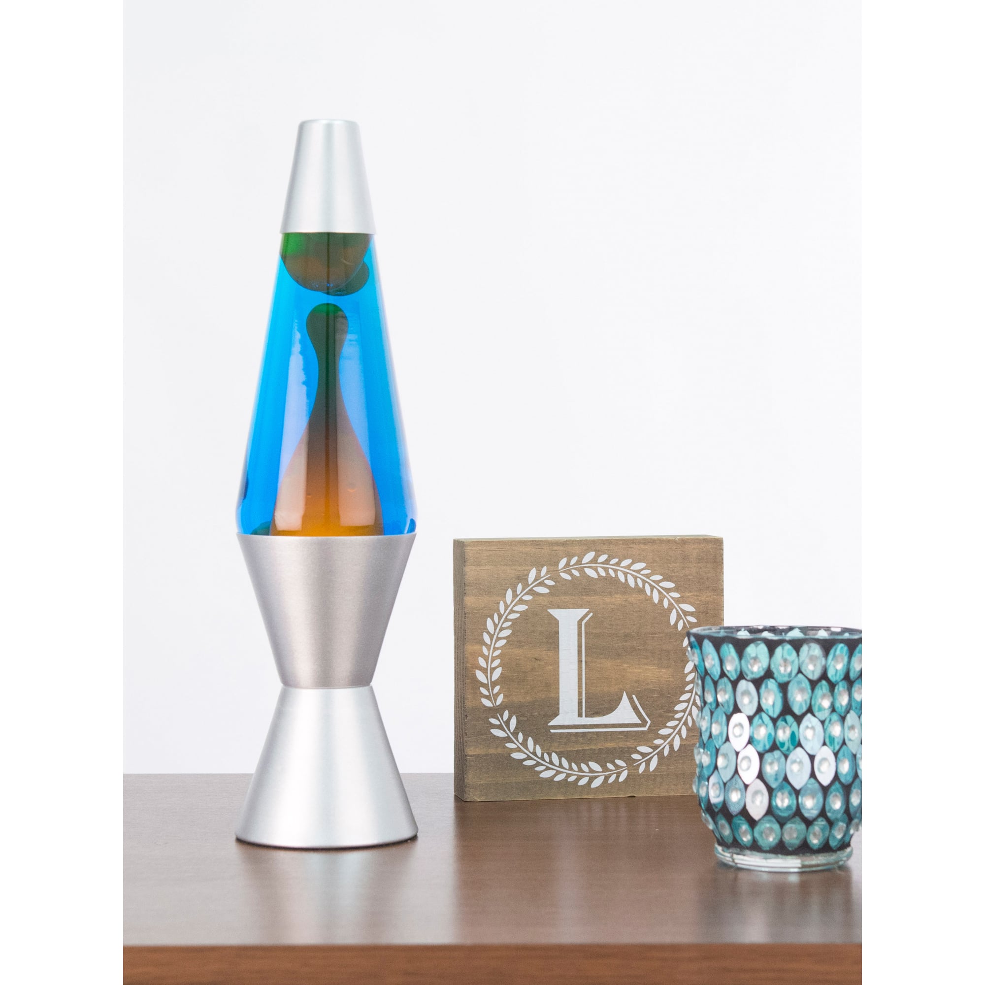 14.5" LAVA LAMP - ORANGE/BLUE/SILVER - SIFT