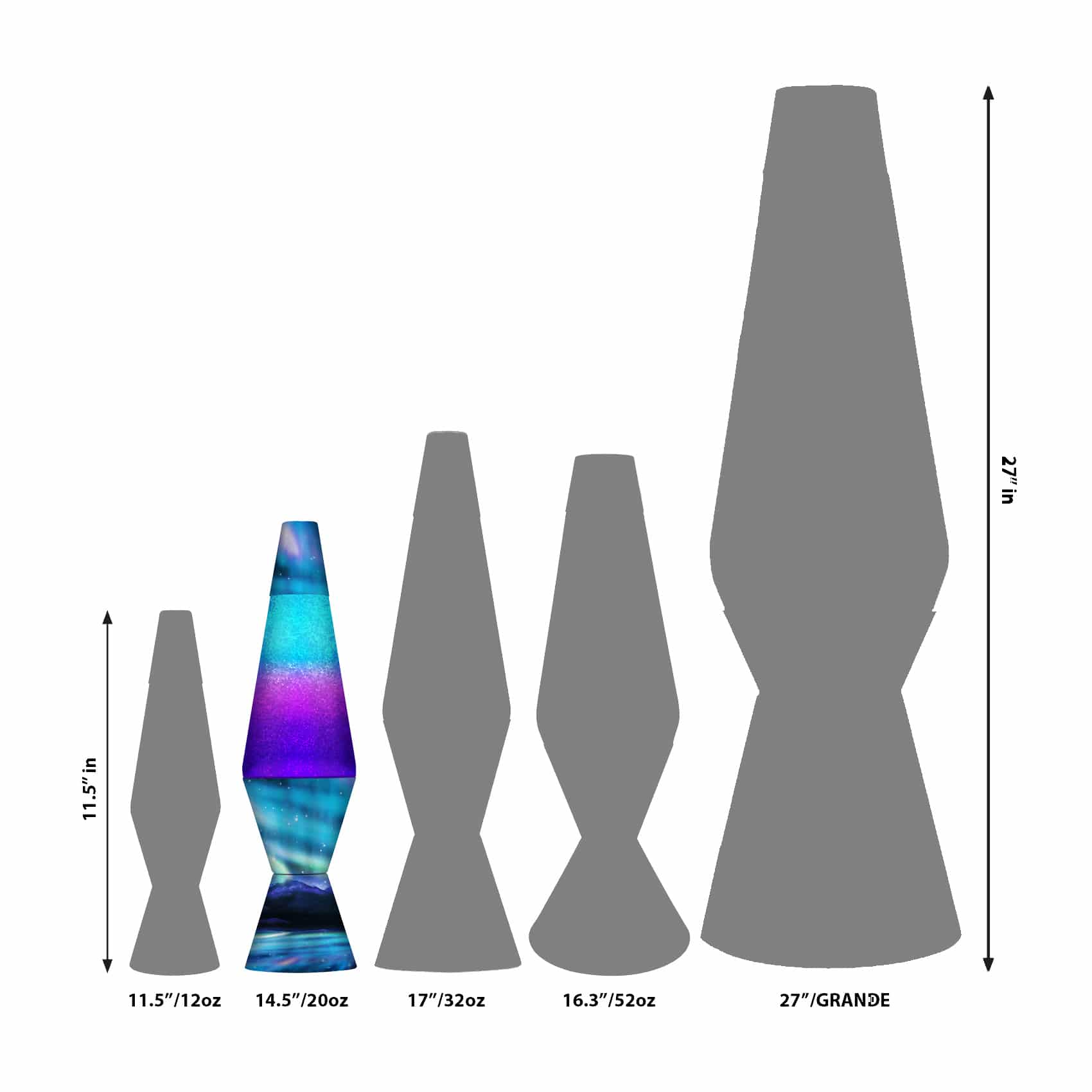14.5" LAVA LAMP COLORMAX NORTHERN LIGHTS - GLITTER - XII0