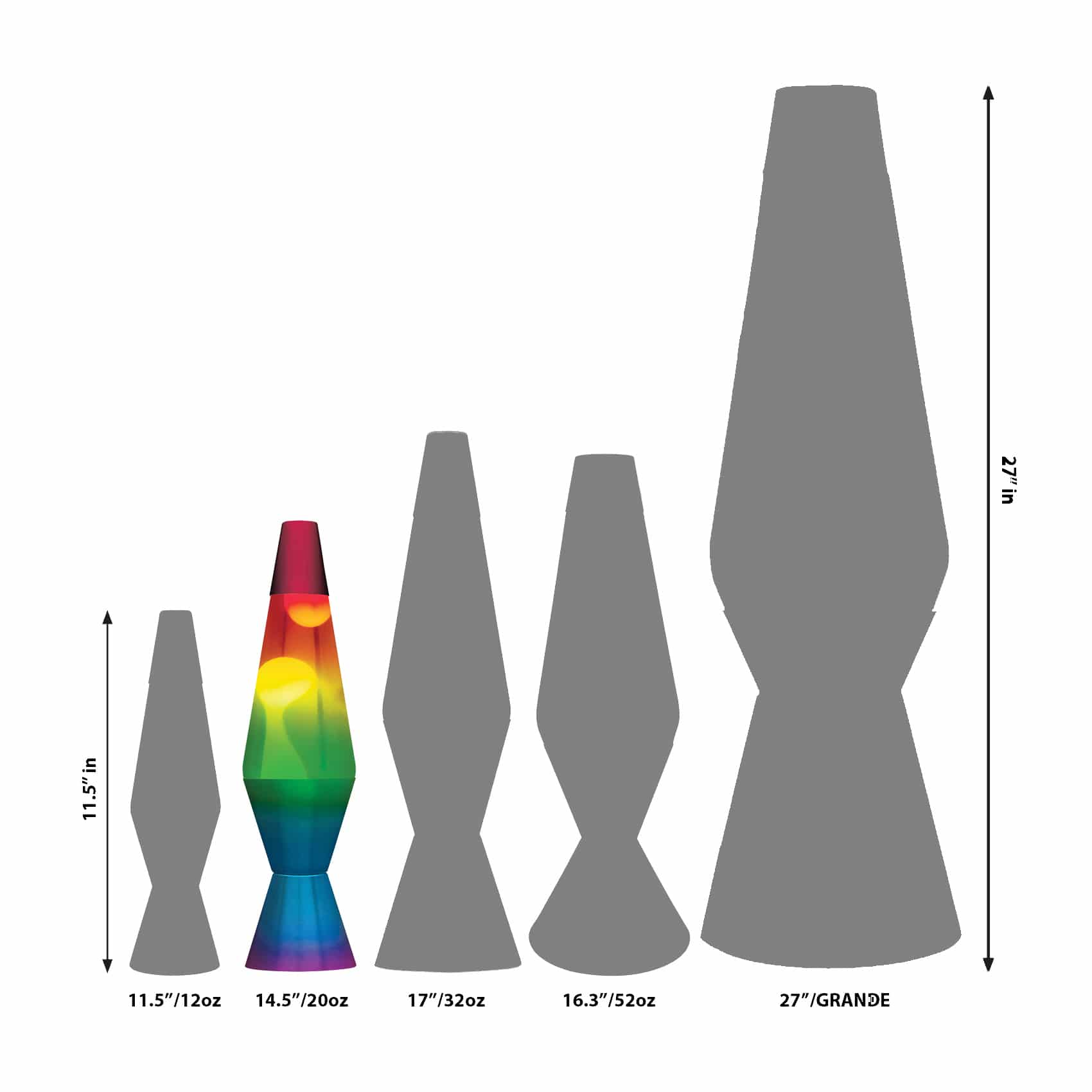 14.5" LAVA LAMP RAINBOW - WHITE/CLEAR/TRICOLOR - JHKB