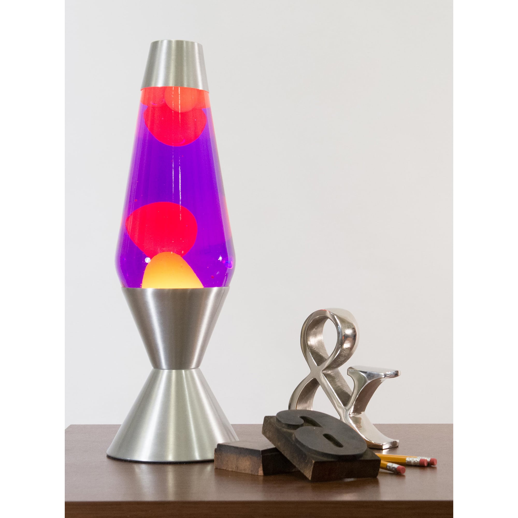 16.3" LAVA LAMP - YELLOW/PURPLE/SILVER - OE34